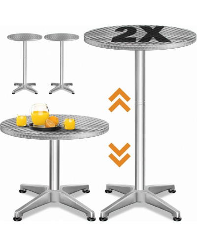 Stehtisch zwei Stück Set Aluminium Silber zwei in eins