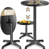 Stehtisch 2er-Set | Alu Schwarz Ø60cm | Klappbar | Höhenverstellbar