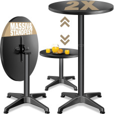 Stehtisch 2er-Set | Alu Schwarz Ø60cm | Klappbar | Höhenverstellbar