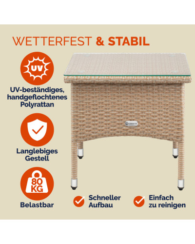 Beistelltisch Eckig Aluminium Grau-Beige 50 Zentimeter