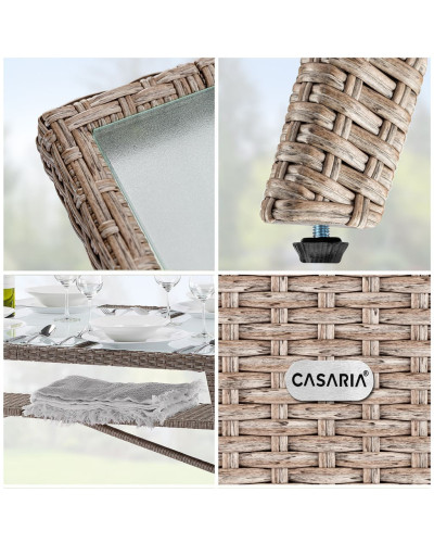 Cream Polyrattan Garden Table 190 by 90 Centimetres
