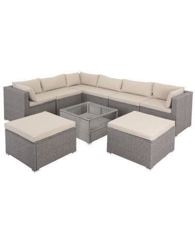 Polyrattan Ecklounge XXL Creme 15cm Polster