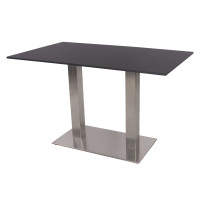 Bistro table with table top made of waterproof plywood approx. 75x115x80, stainless steel frame, weatherproof, for four people 