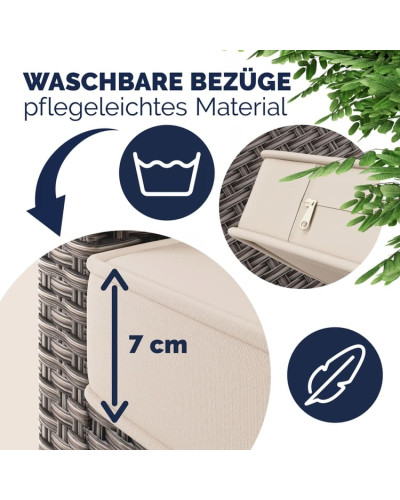 Polyrattan Ecklounge Creme/Beige inkl Kissen