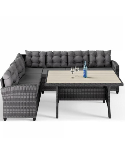 Polyrattan Ecklounge Grau/Anthrazit inkl Kissen kaufen