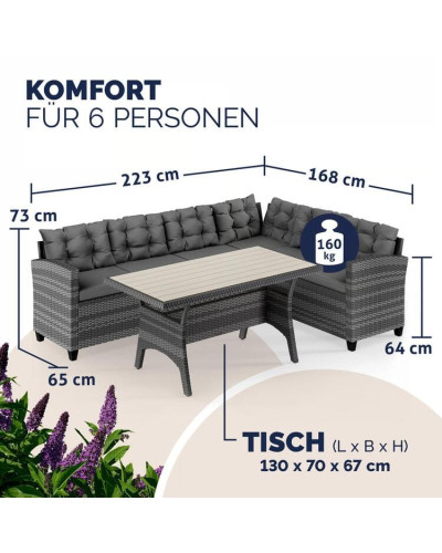 Polyrattan Ecklounge Grau/Anthrazit inkl Kissen kaufen