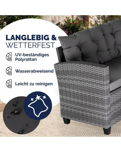 Polyrattan Ecklounge Grau/Anthrazit inkl Kissen kaufen