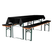 Beer bench cushion set 3 pieces - 90x220cm, seat cushion and tablecloth for 70s beer tent set - beer bench cushion set - black 
