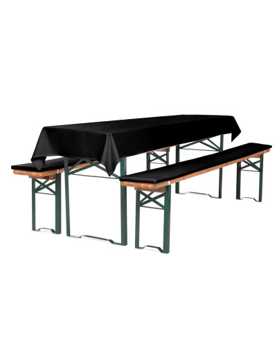 Beer bench cushion set 3 pieces - 90x220cm, seat cushion and tablecloth for 70s beer tent set - beer bench cushion set - black  from the manufacturer
