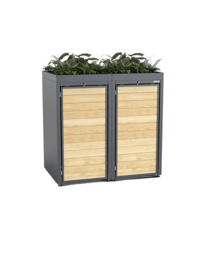 Buy Waste Bin Storage with Flower Box online: Stylish Steel Waste Bin Cabinets for Your Bins
