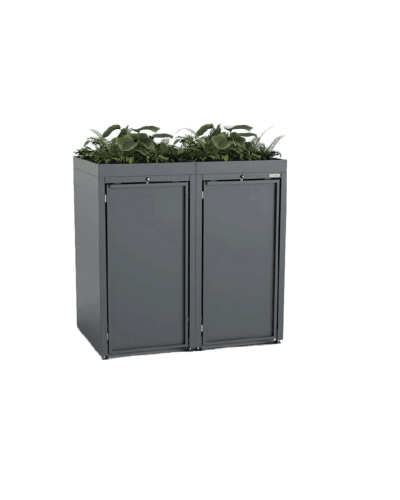 Buy 2-piece 120l steel bin box with plant roof and steel waste container cabinets online: Your perfect waste bin at INCAPCORP