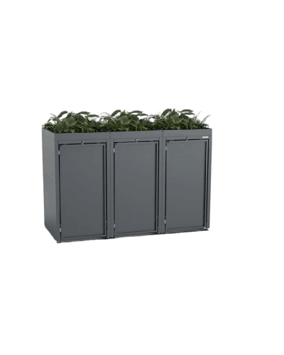 Buy 3-piece 120l steel bin box with plant roof and steel waste container cabinets online: Your perfect waste bin at INCAPCORP