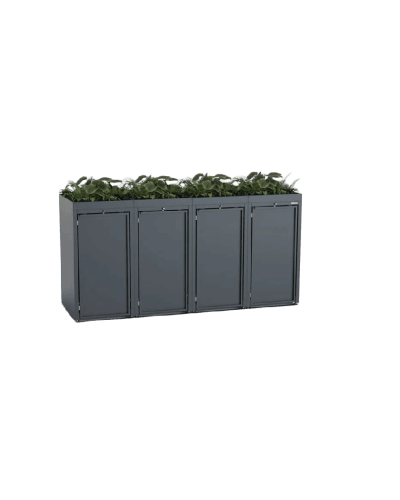 Mülltonnenbox 4er 120l Stahlfred mit Pflanzdach und Müllbehälterschränke aus Stahl online kaufen: Ihre perfekte Mülltonne bei INCAPCORP