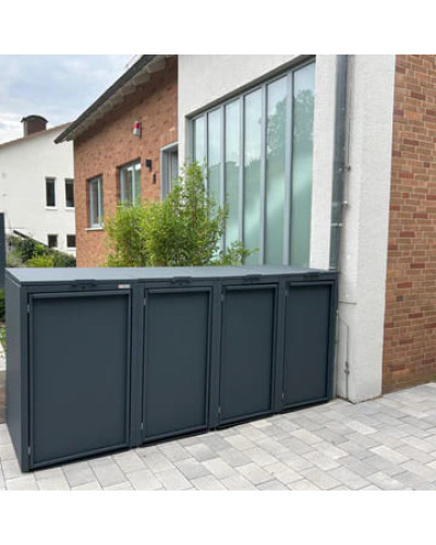 Mülltonnenbox 4er 120l Stahlfred mit Pflanzdach und Müllbehälterschränke aus Stahl online kaufen: Ihre perfekte Mülltonne bei INCAPCORP