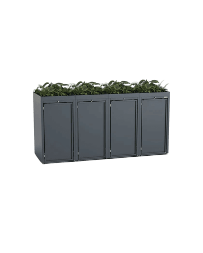 Mülltonnenbox 4er 240l Stahlfred mit Pflanzdach und Müllbehälterschränke aus Stahl online kaufen: Ihre perfekte Mülltonne bei INCAPCORP