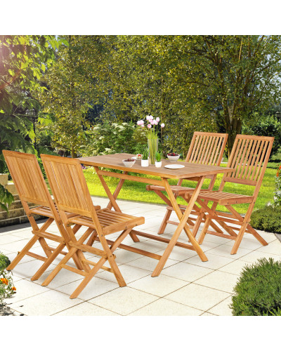 Gartenmöbel Set 5-tlg. Teakholz Massivholz Essgruppe