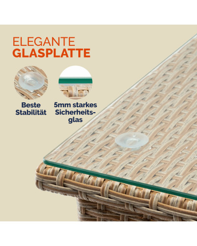 Beistelltisch Eckig Aluminium Grau-Beige 50 Zentimeter