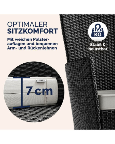 Gartenmöbel Set 7-tlg. Polyrattan Korfu Akazie