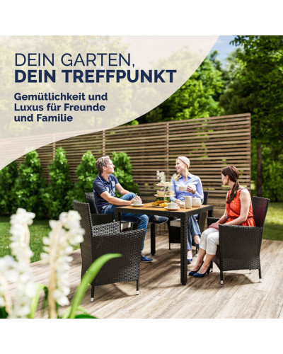 Gartenmöbel Set 5-tlg. Polyrattan Korfu Akazie
