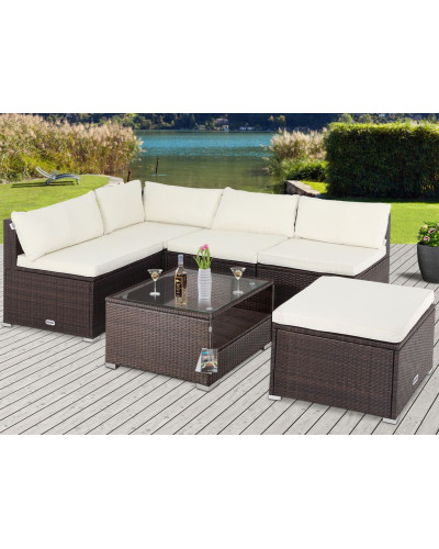 Polyrattan Ecklounge Braun 15cm Rückenpolster