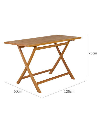 Teak Gartentisch klappbar Massivholz 125 mal 60 Zentimeter