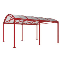 PROCITY XXL Vierkantrohr-Überdachung, Grundmodell, ohne Verkleidung: Purpurrot, L 5080 mm, Purpurrot - Fahrradunterstand, Motorradunterstand.