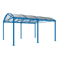 Procity XXL Square Tube Canopy, Base Model, No Cladding: Gentian Blue, L 5080 mm, Gentian Blue - Bicycle Shelter, Motorcycle Shelter