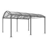 Procity XXL Square Tube Shelter, Base Model, Without Cladding: Procity Gray (Anthracite), L 5080 mm, Procity Gray (Anthracite) - Bike Shelter, Motorcycle Shelter