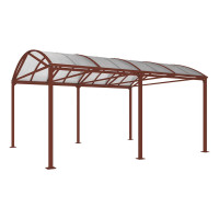 Procity XXL Vierkantrohr-Überdachung, Grundmodell, ohne Verkleidung: Rost Corten-Effekt, L 5080 mm, Rost Corten-Effekt - Fahrradunterstand, Motorradunterstand.