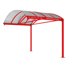 Procity XXL Square Tube Canopy Extension without Cladding: Traffic Red, L 2540 mm, Traffic Red - Bicycle Shelter, Motorcycle Shelter