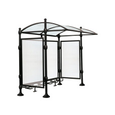 Procity All-In-One: Überdachung Province Including Bike Stand 6 Places, with Back Panel and Side Panels with Clamp Rings, L 2726 mm
