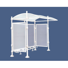 Procity All-In-One: Überdachung Province Including Bike Stand 6 Places, with Back Panel and Side Panels with Clamp Rings, L 2726 mm