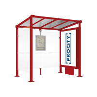 Procity Wartehalle Milano, 1 Leuchtkasten with Central Leg and 1 Side Panel, L 2500 mm