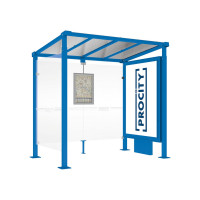 PROCITY Wartehalle MILANO, 1 Leuchtkasten mit Mittelfuß mit 1 Seitenverkleidung, L 2500 mm.
