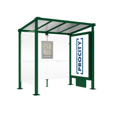 Procity Wartehalle Milano, 1 Leuchtkasten with Central Leg and 1 Side Panel, L 2500 mm