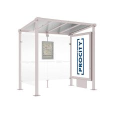 Procity Wartehalle Milano, 1 Leuchtkasten with Central Leg and 1 Side Panel, L 2500 mm