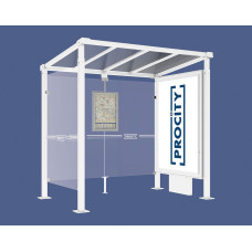 Procity Wartehalle Milano, 1 Leuchtkasten with Central Leg and 1 Side Panel, L 2500 mm