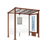 PROCITY Wartehalle MILANO, 1 Leuchtkasten mit Mittelfuß mit 1 Seitenverkleidung, L 2500 mm.