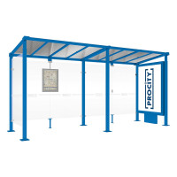 PROCITY Wartehalle Milano, 1 Leuchtkasten Mittelfuß mit 1 Seitenverkleidung, L 5000 mm.