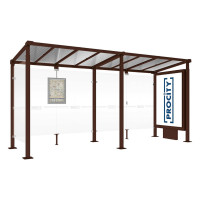 PROCITY Wartehalle Milano, 1 Leuchtkasten Mittelfuß mit 1 Seitenverkleidung, L 5000 mm.
