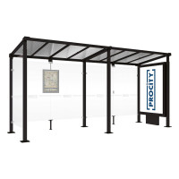 PROCITY Wartehalle Milano, 1 Leuchtkasten Mittelfuß mit 1 Seitenverkleidung, L 5000 mm.