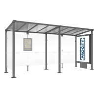 Procity Wartehalle Milano, 1 Leuchtkasten Mittelfuß mit 1 Seitenverkleidung, L 5000 mm