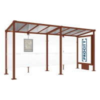 PROCITY Wartehalle Milano, 1 Leuchtkasten Mittelfuß mit 1 Seitenverkleidung, L 5000 mm.