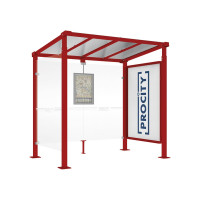 Procity Waiting Shelter Milano with 1 Showcase 2000 and 1 Side Cladding, L 2500 mm