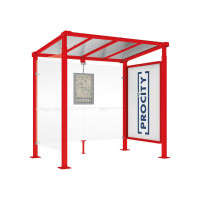 Procity Waiting Shelter Milano with 1 Showcase 2000 and 1 Side Cladding, L 2500 mm