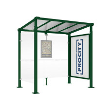 PROCITY Wartehalle Milano, 1 Schaukasten 2000 mit 1 Seitenverkleidung, L 2500 mm.