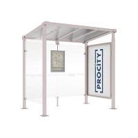 Procity Waiting Shelter Milano with 1 Showcase 2000 and 1 Side Cladding, L 2500 mm