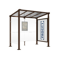 Procity Waiting Shelter Milano with 1 Showcase 2000 and 1 Side Cladding, L 2500 mm