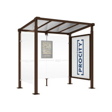 PROCITY Wartehalle Milano, 1 Schaukasten 2000 mit 1 Seitenverkleidung, L 2500 mm.