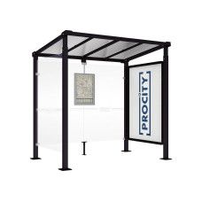 PROCITY Wartehalle Milano, 1 Schaukasten 2000 mit 1 Seitenverkleidung, L 2500 mm.